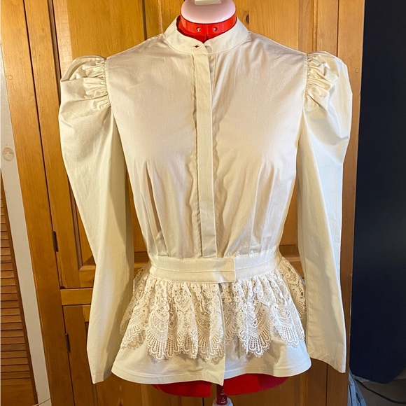 NWT - SILVIA TCHERASSI Carrie Puff Sleeve Peplum Top - M (fits small) - Picture 7 of 15